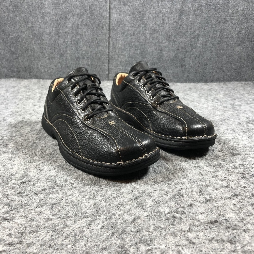 Clarks‎ Mens 11.5 Nebulae Black Leather Lace Up Comfort Casual Sneakers